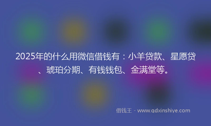 2025年的什么用微信借钱有：小羊贷款、星愿贷、琥珀分期、有钱钱包、金满堂等。