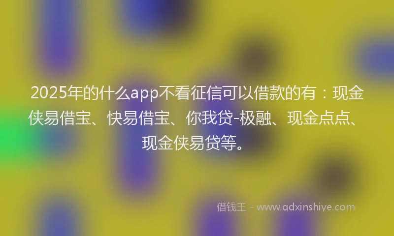 2025年的什么app不看征信可以借款的有：现金侠易借宝、快易借宝、你我贷-极融、现金点点、现金侠易贷等。