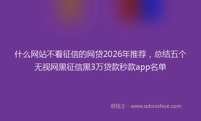 什么网站不看征信的网贷2026年推荐，总结五个无视网黑征信黑3万贷款秒款app名单