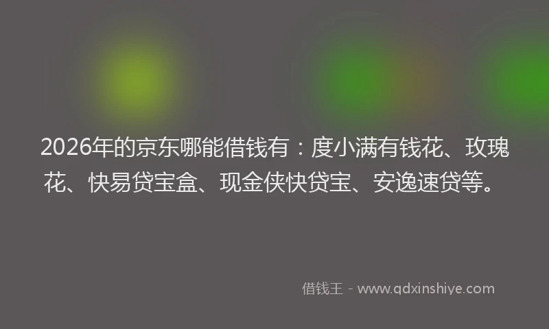 2026年的京东哪能借钱有：度小满有钱花、玫瑰花、快易贷宝盒、现金侠快贷宝、安逸速贷等。