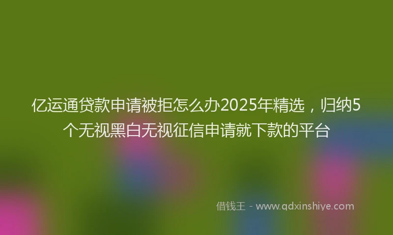 亿运通贷款申请被拒怎么办2025年精选，归纳5个无视黑白无视征信申请就下款的平台