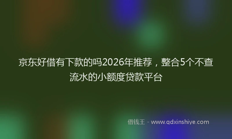 京东好借有下款的吗2026年推荐，整合5个不查流水的小额度贷款平台