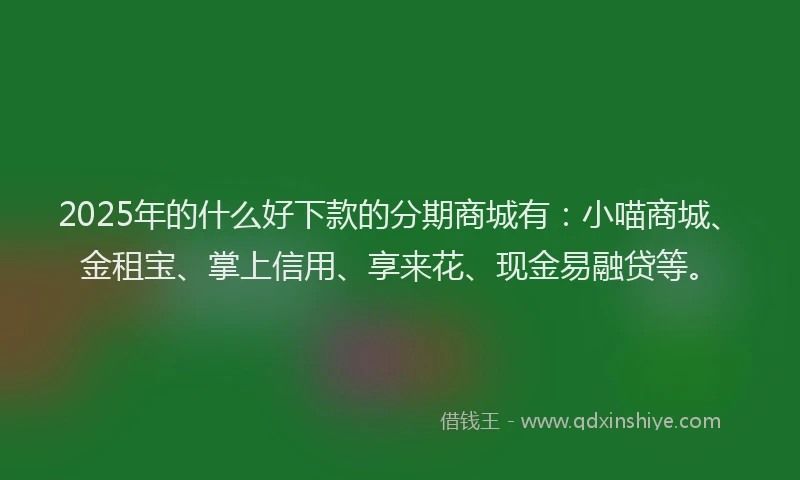 2025年的什么好下款的分期商城有：小喵商城、金租宝、掌上信用、享来花、现金易融贷等。