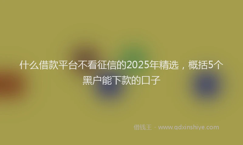 什么借款平台不看征信的2025年精选，概括5个黑户能下款的口子