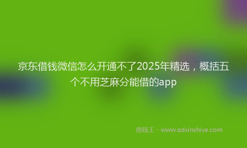京东借钱微信怎么开通不了2025年精选，概括五个不用芝麻分能借的app