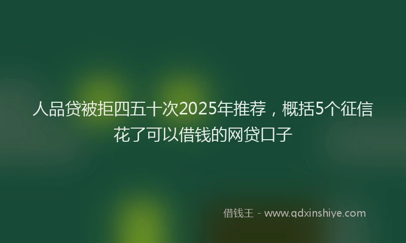 人品贷被拒四五十次2025年推荐，概括5个征信花了可以借钱的网贷口子