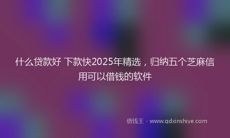 什么贷款好 下款快2025年精选，归纳五个芝麻信用可以借钱的软件
