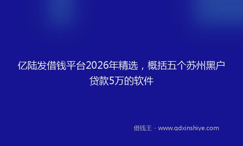 亿陆发借钱平台2026年精选，概括五个苏州黑户贷款5万的软件