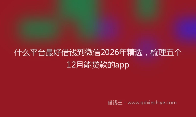 什么平台最好借钱到微信2026年精选，梳理五个12月能贷款的app