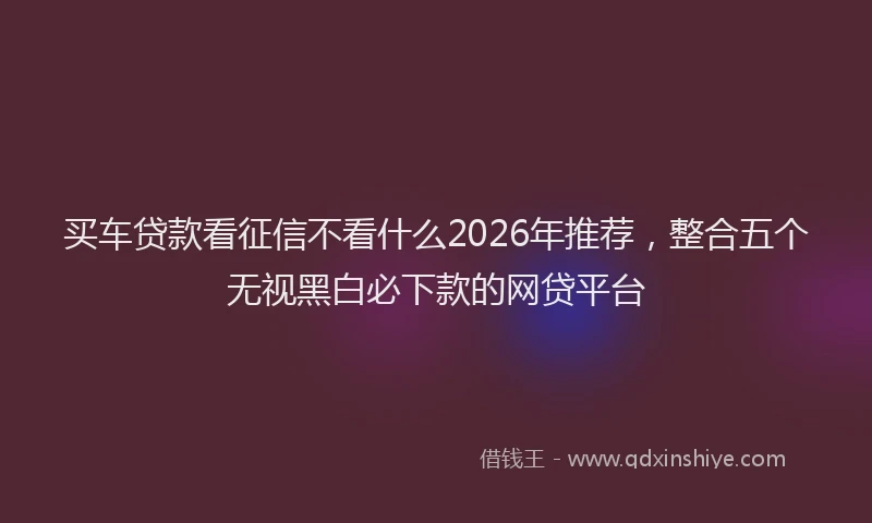 买车贷款看征信不看什么2026年推荐，整合五个无视黑白必下款的网贷平台