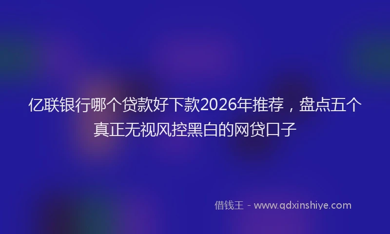 亿联银行哪个贷款好下款2026年推荐，盘点五个真正无视风控黑白的网贷口子