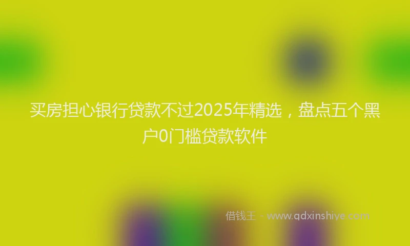 买房担心银行贷款不过2025年精选，盘点五个黑户0门槛贷款软件