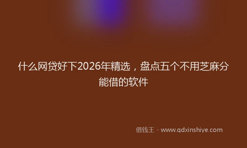 什么网贷好下2026年精选，盘点五个不用芝麻分能借的软件