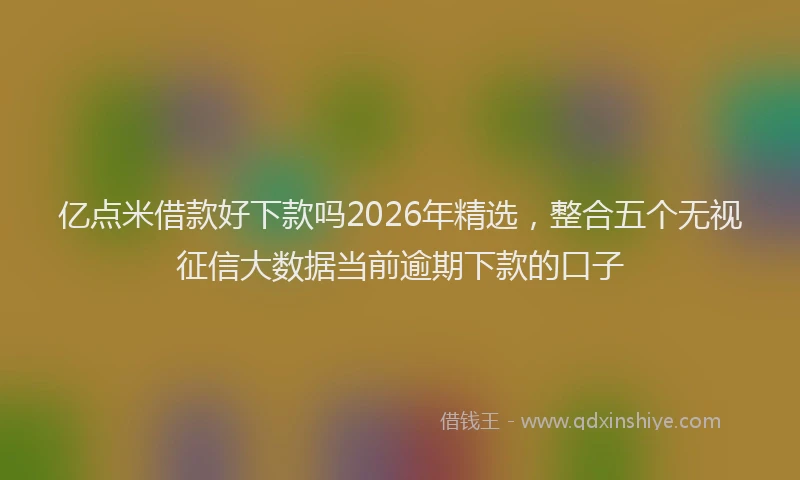 亿点米借款好下款吗2026年精选，整合五个无视征信大数据当前逾期下款的口子