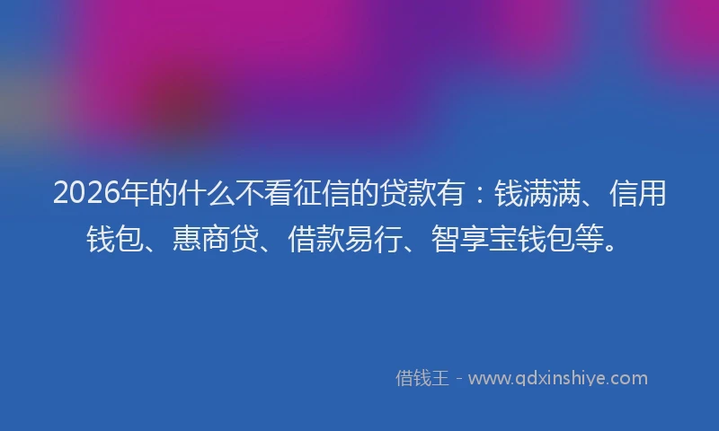 2026年的什么不看征信的贷款有：钱满满、信用钱包、惠商贷、借款易行、智享宝钱包等。