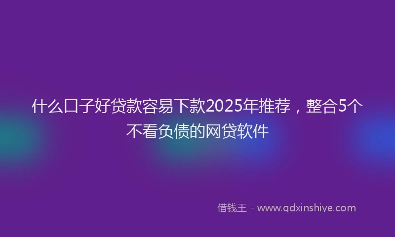 什么口子好贷款容易下款2025年推荐，整合5个不看负债的网贷软件