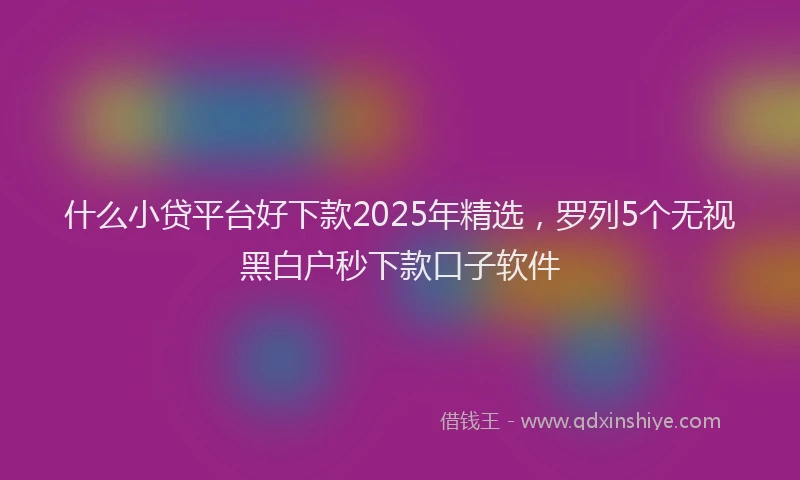 什么小贷平台好下款2025年精选，罗列5个无视黑白户秒下款口子软件