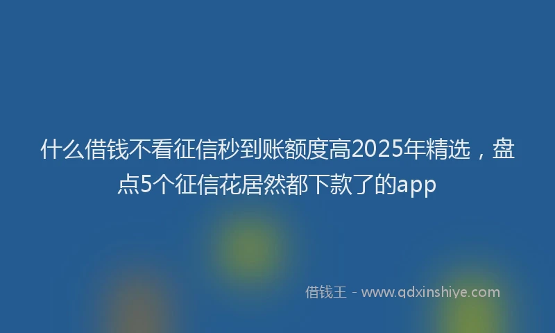 什么借钱不看征信秒到账额度高2025年精选,盘点5个征信花居然都下款了的app
