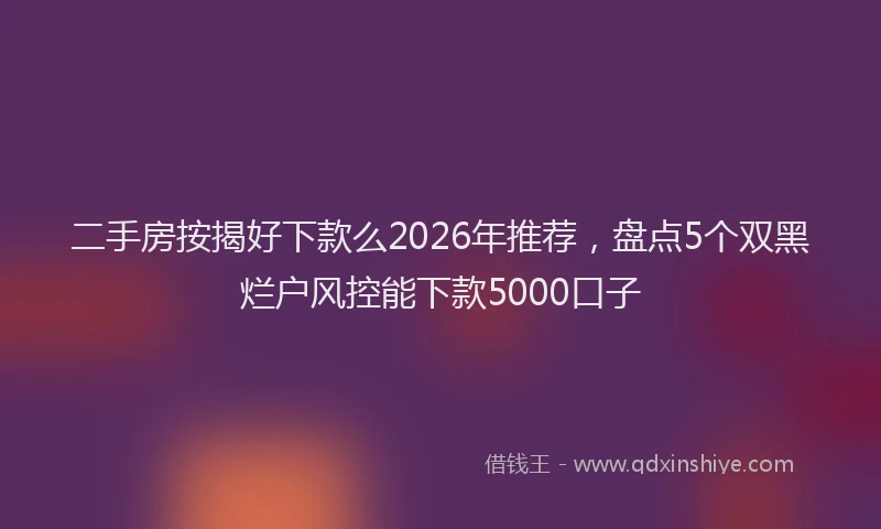二手房按揭好下款么2026年推荐，盘点5个双黑烂户风控能下款5000口子
