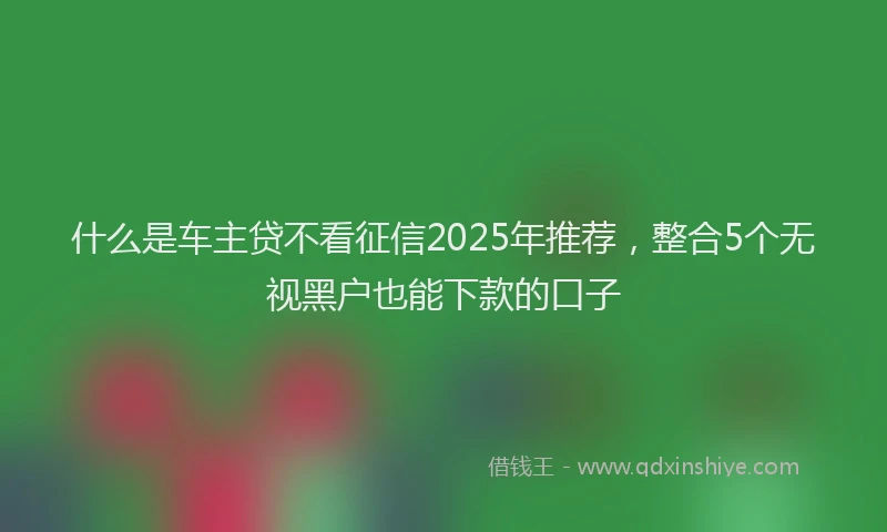 什么是车主贷不看征信2025年推荐，整合5个无视黑户也能下款的口子