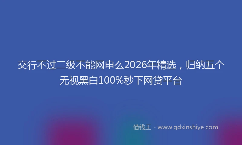 交行不过二级不能网申么2026年精选，归纳五个无视黑白100%秒下网贷平台