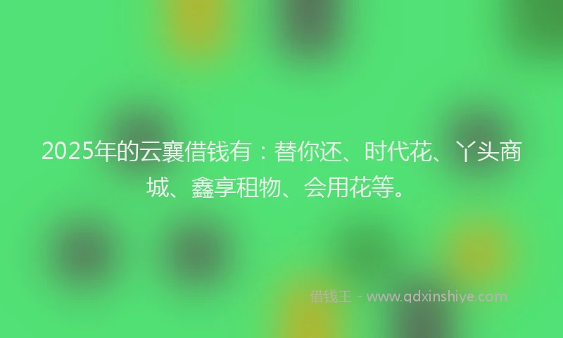 2025年的云襄借钱有：替你还、时代花、丫头商城、鑫享租物、会用花等。