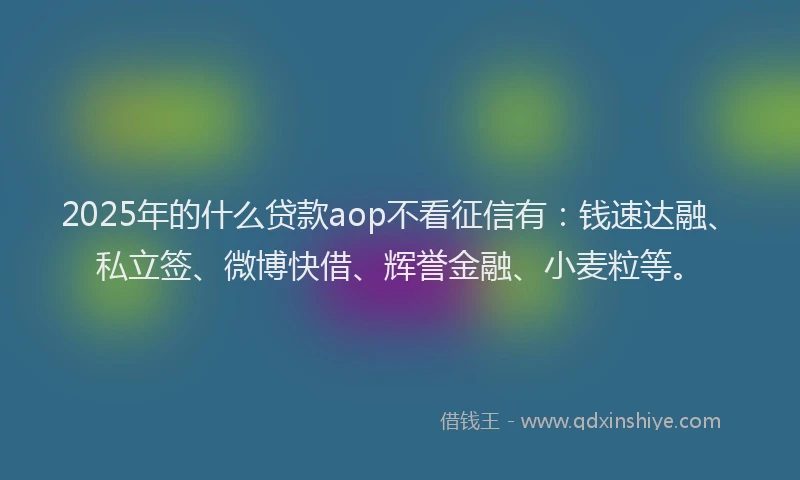 2025年的什么贷款aop不看征信有:钱速达融、私立签、微博快借、辉誉金融、小麦粒等。