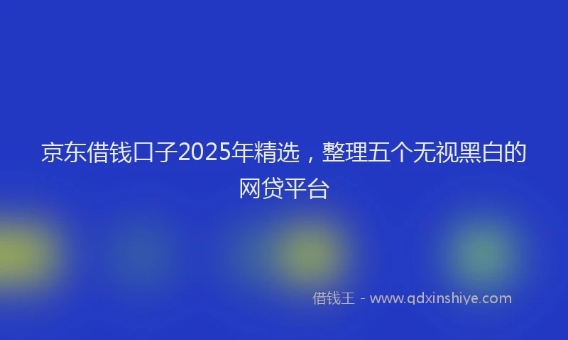 京东借钱口子2025年精选，整理五个无视黑白的网贷平台