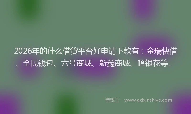 2026年的什么借贷平台好申请下款有:金瑞快借、全民钱包、六号商城、新鑫商城、哈银花等。