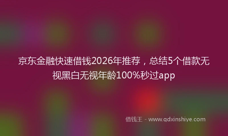 京东金融快速借钱2026年推荐,总结5个借款无视黑白无视年龄100%秒过app