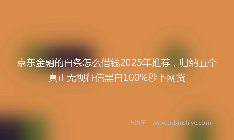 京东金融的白条怎么借钱2025年推荐，归纳五个真正无视征信黑白100%秒下网贷