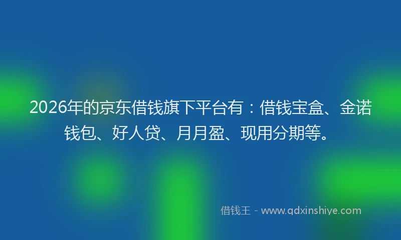 2026年的京东借钱旗下平台有：借钱宝盒、金诺钱包、好人贷、月月盈、现用分期等。