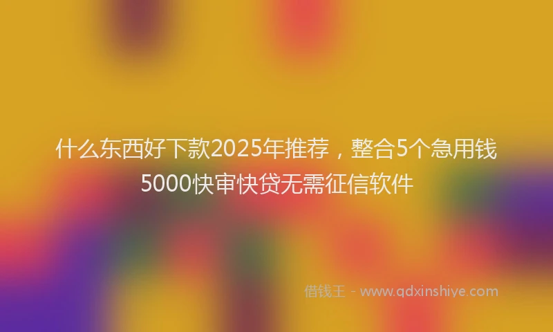什么东西好下款2025年推荐，整合5个急用钱5000快审快贷无需征信软件