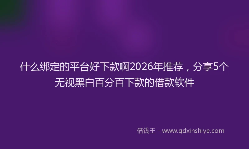 什么绑定的平台好下款啊2026年推荐，分享5个无视黑白百分百下款的借款软件