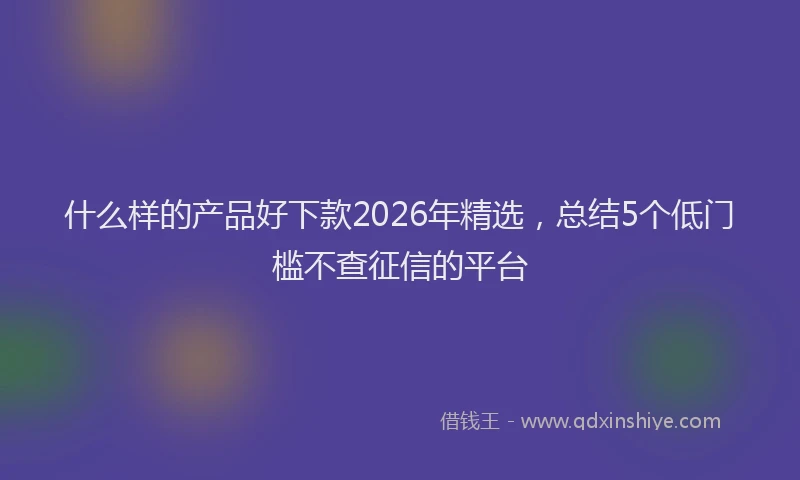 什么样的产品好下款2026年精选，总结5个低门槛不查征信的平台