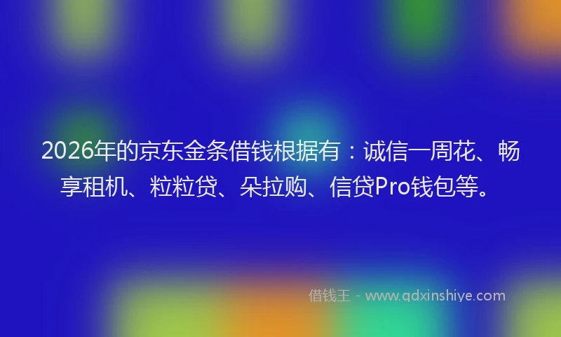 2026年的京东金条借钱根据有：诚信一周花、畅享租机、粒粒贷、朵拉购、信贷Pro钱包等。
