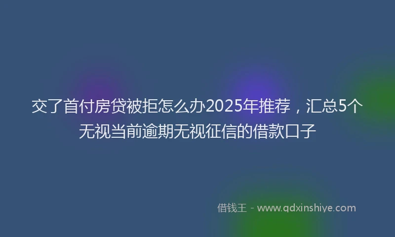交了首付房贷被拒怎么办2025年推荐，汇总5个无视当前逾期无视征信的借款口子