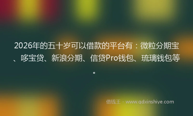 2026年的五十岁可以借款的平台有：微粒分期宝、哆宝贷、新浪分期、信贷Pro钱包、琉璃钱包等。