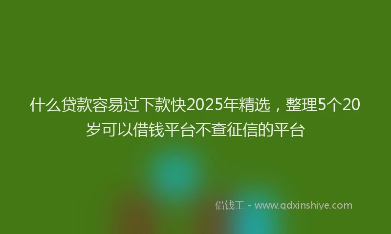 什么贷款容易过下款快2025年精选，整理5个20岁可以借钱平台不查征信的平台