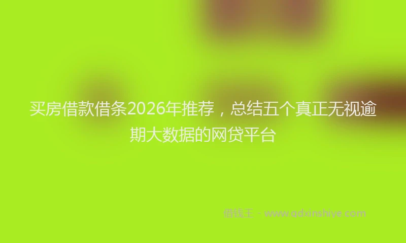 买房借款借条2026年推荐，总结五个真正无视逾期大数据的网贷平台