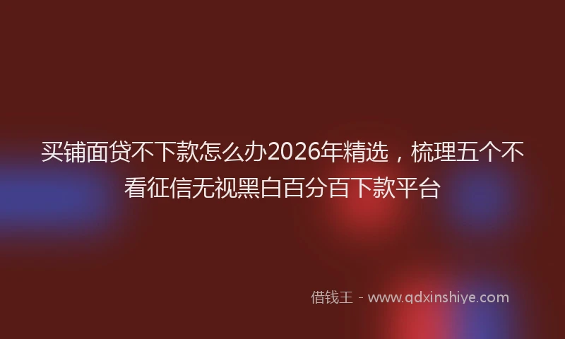 买铺面贷不下款怎么办2026年精选，梳理五个不看征信无视黑白百分百下款平台