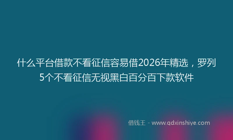 什么平台借款不看征信容易借2026年精选，罗列5个不看征信无视黑白百分百下款软件