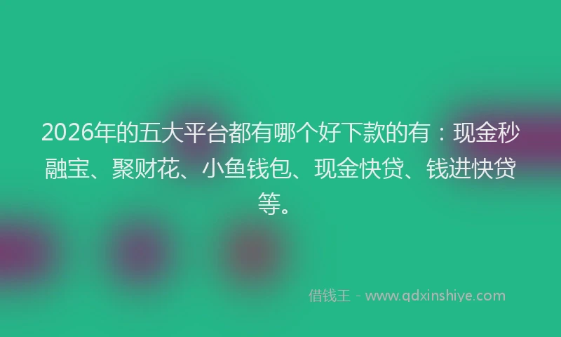2026年的五大平台都有哪个好下款的有：现金秒融宝、聚财花、小鱼钱包、现金快贷、钱进快贷等。