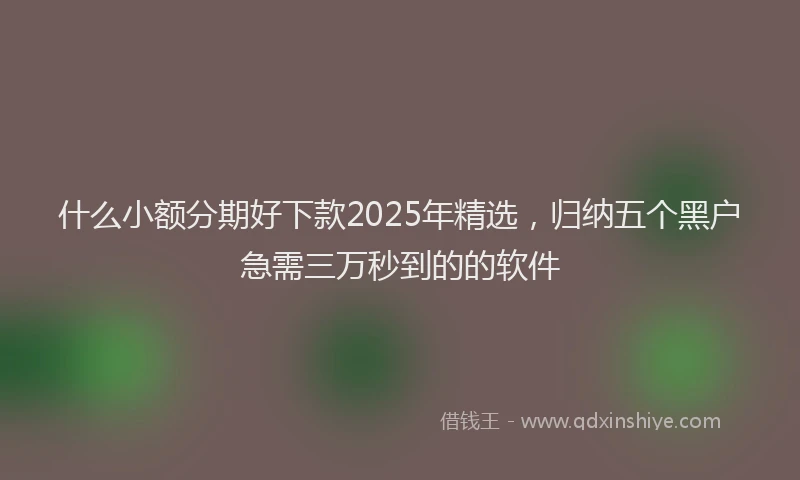 什么小额分期好下款2025年精选，归纳五个黑户急需三万秒到的的软件