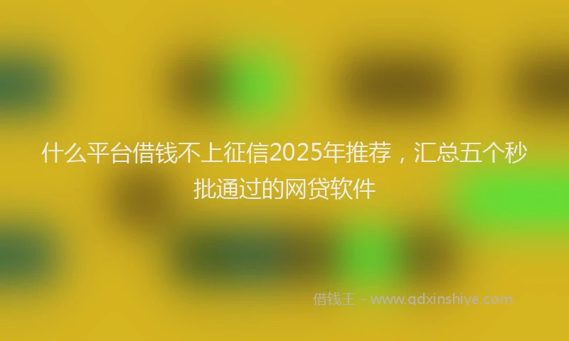 什么平台借钱不上征信2025年推荐，汇总五个秒批通过的网贷软件