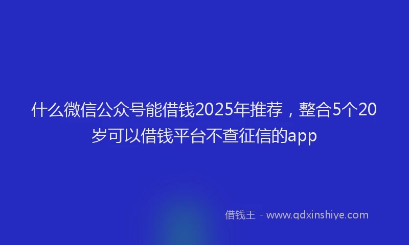 什么微信公众号能借钱2025年推荐，整合5个20岁可以借钱平台不查征信的app