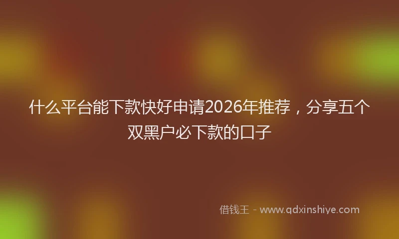 什么平台能下款快好申请2026年推荐，分享五个双黑户必下款的口子