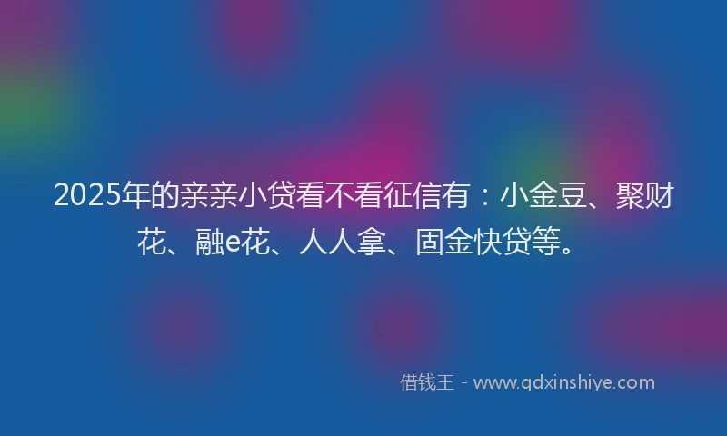 2025年的亲亲小贷看不看征信有：小金豆、聚财花、融e花、人人拿、固金快贷等。
