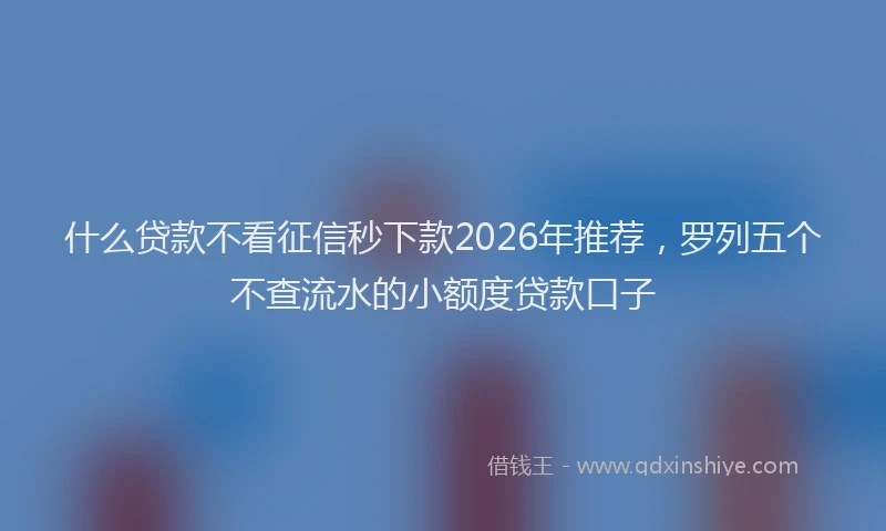 什么贷款不看征信秒下款2026年推荐，罗列五个不查流水的小额度贷款口子