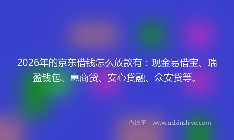 2026年的京东借钱怎么放款有：现金易借宝、瑞盈钱包、惠商贷、安心贷融、众安贷等。